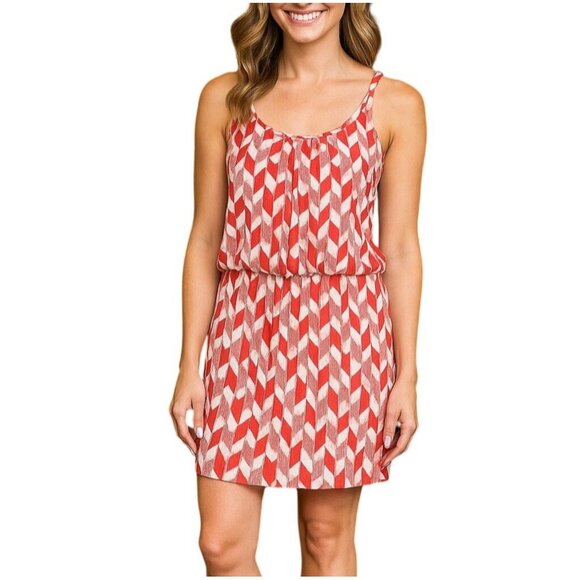 A.n.a A New Approach Red & White Sleeveless Chevron Maxi Dress Samll Petite SP - Picture 1 of 7